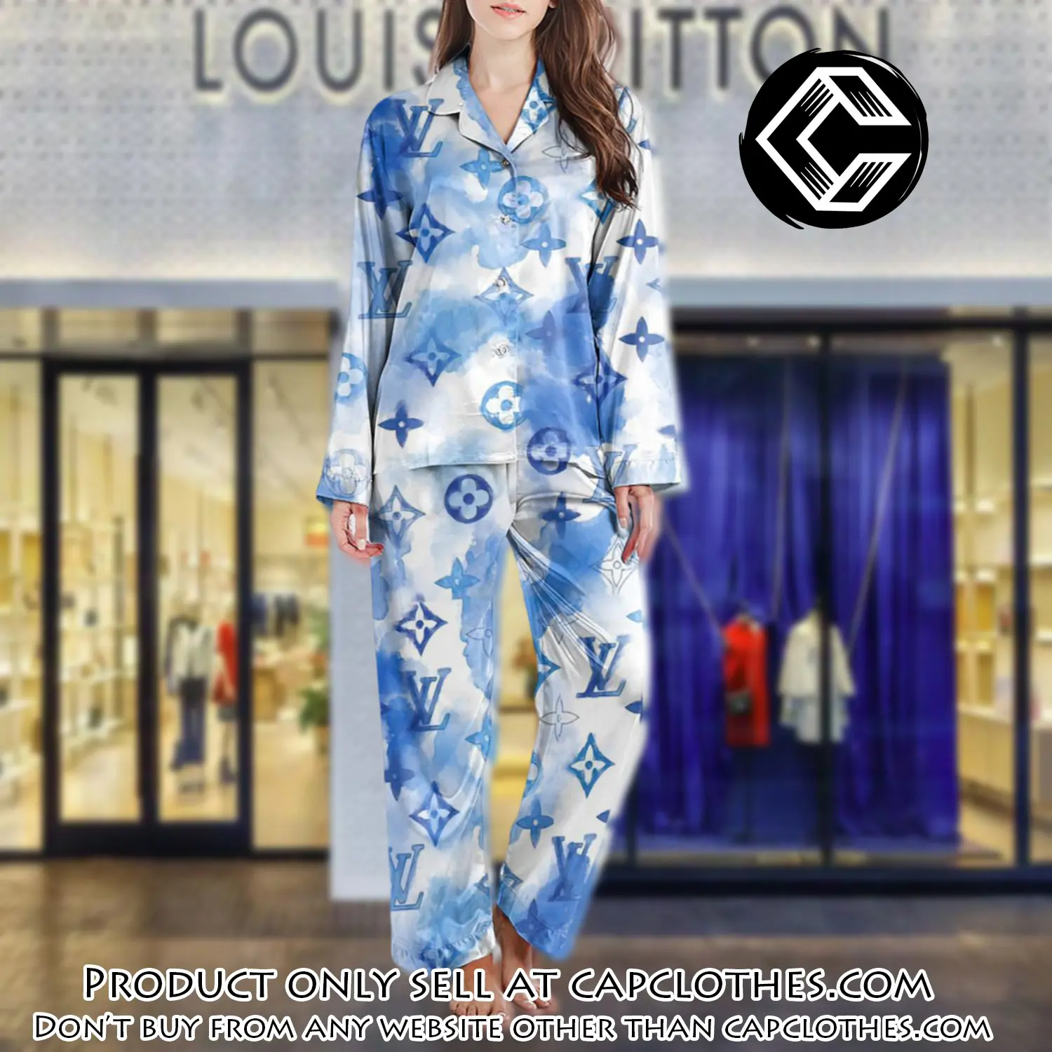 Lv monogram long satin pajama set pjs1020 cc1753199